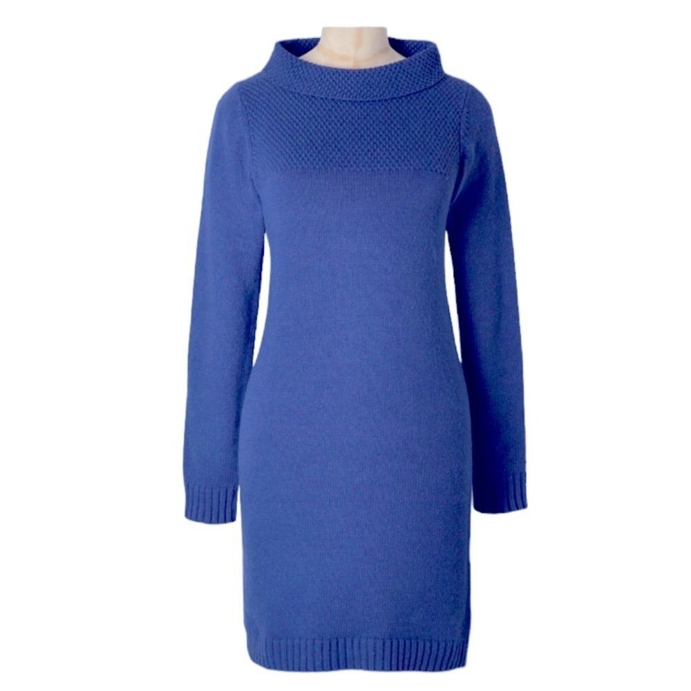 BODEN Mock Turtleneck Blue Waffle Sweater Dress